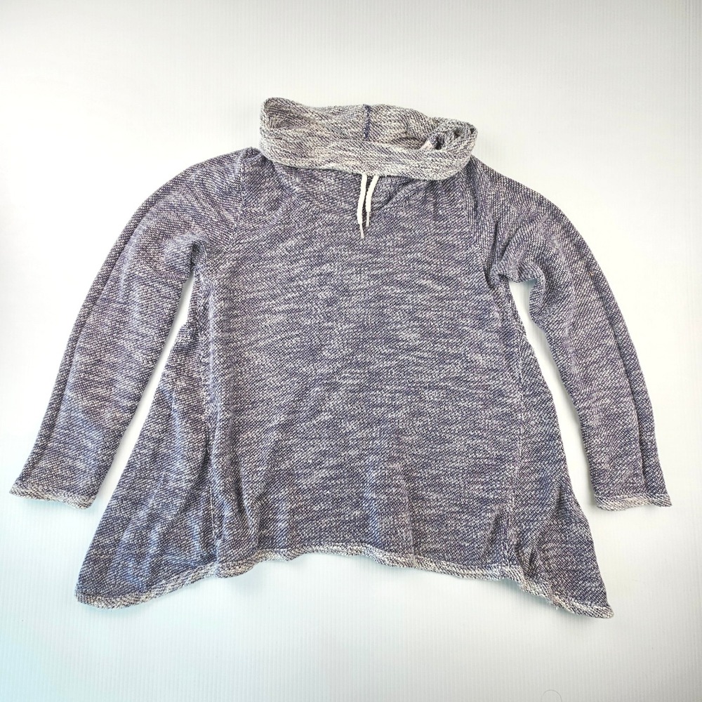 Calvin Klein Performance Womens L Navy White Marled Cowl Neck Pullover PFHHP6017